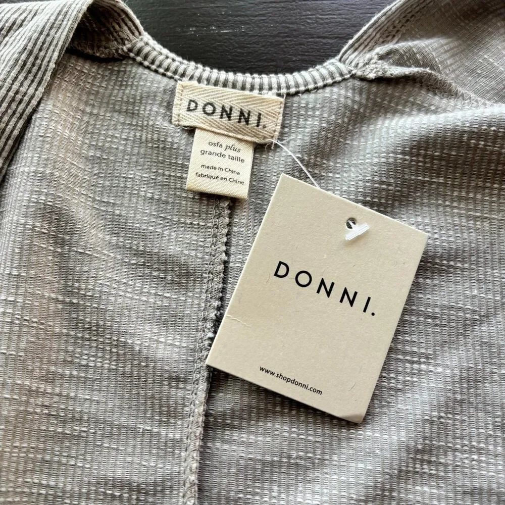 Anthropologie Donni Sandwash Grey Ribbed Cardigan NWT Size OSFA Plus